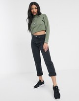 Thumbnail for your product : adidas high neck cropped sweat in khaki