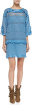 Thumbnail for your product : Etoile Isabel Marant Cassy Mesh-Inset Ruffle Dress, Slate