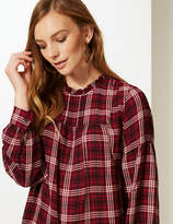Thumbnail for your product : Marks and Spencer Checked Round Neck Long Sleeve Blouse