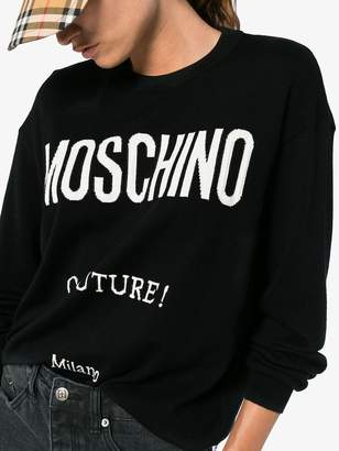 Moschino logo-knit crew-neck sweater