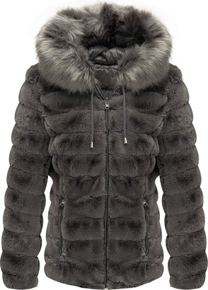 Bellivera Women Double Sided Faux Fur, Reversible Faux Fur Hooded Coat In Black And White
