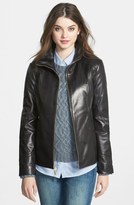 Thumbnail for your product : Ellen Tracy Stand Collar Leather Scuba Jacket (Petite) (Online Only)