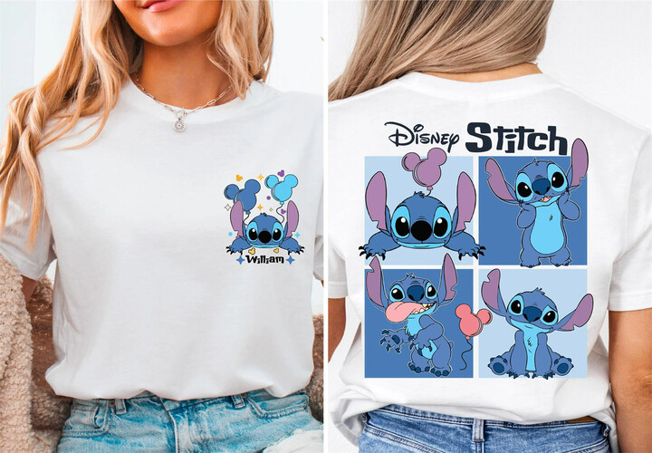 Miniso/Name Excellence Superior Products Personalized Disney Stitch Print TShirt Women Men Fashion Trend Cotton Tshirt Streetwear Sport Women Clothing Training Tee Top