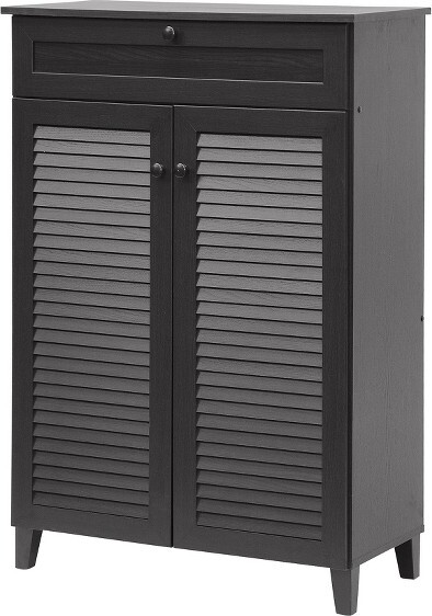 Baxton Studio BaxtonStudioHardingShoe-StorageCabinet-Espresso:WoodCompositeHolds20PairsFreestandingDesign