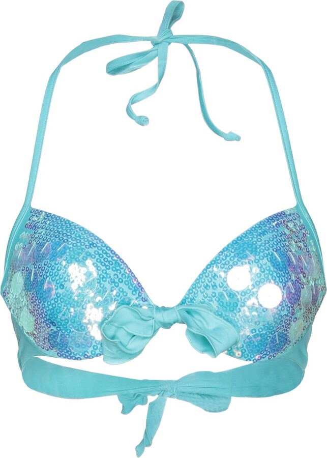 Twin-Set Bikini Top Turquoise - ShopStyle Two Piece Swimsuits