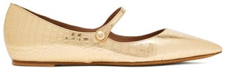 Tabitha Simmons Hermione Croc-embossed Leather Mary-jane Flats - Womens - Gold Tabitha Simmons Hermione Croc-embossed Leather Mary-jane Flats - Womens - Gold