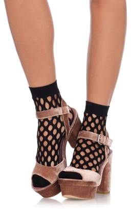 Leg Avenue Women's Oval Net Anklet Socks, Black, O/S