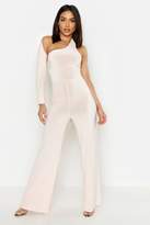Thumbnail for your product : boohoo Slinky Asymmetric One Shoulder Jumpsuit