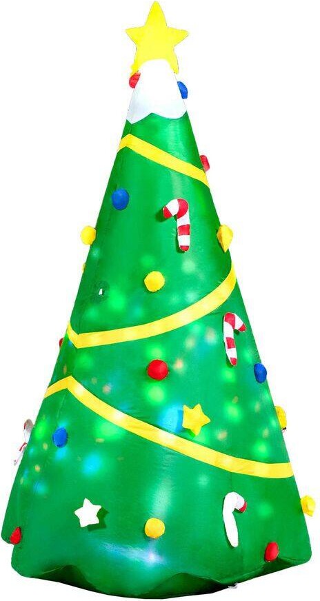 Joyfy 8 ft. Christmas Inflatable Tree Decoration Lighted Giant Christmas Tree w/ Build-in Projection Blow Up Self-Inflatables