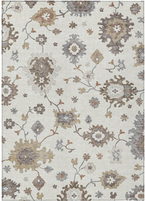 HomeRoots 10' X 14' Gray And Taupe Floral Washable Indoor Outdoor Area Rug