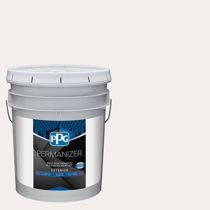 PERMANIZER 5 gal. PPG1049-1 Snowy Mount Flat Exterior Paint
