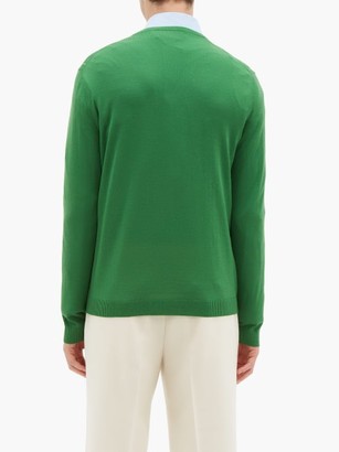 Gucci GG-jacquard V-neck Wool-blend Sweater - Green