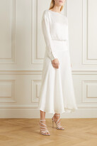 Thumbnail for your product : Galvan Majorelle Plissé-satin Midi Dress - White