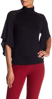 Adrianna Papell Mock Neck Butterfly Sleeve Knit Top