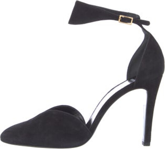 Pierre Hardy Suede D'Orsay Pumps Black Round-Toes Wrap-Around Straps Includes Box & Dust Bag