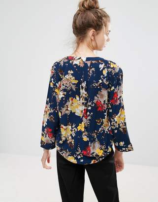 B.young Floral Collarless Blouse