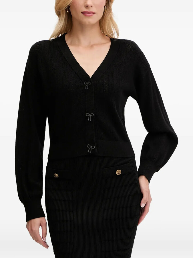 GUESS USA bow-embellished V-neck cardigan