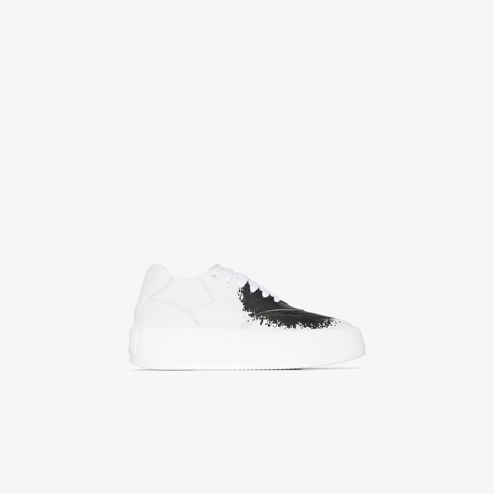 MM6 MAISON MARGIELA White Paint Splash Flatform Leather Sneakers