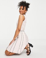 Thumbnail for your product : Morgan knitted skater dress with contrast frill trim detail in pale pink