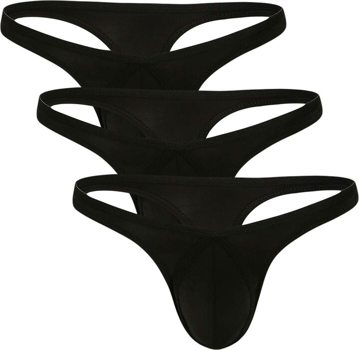 NEIKU Men's Underwear Thong Ice Silk Bikini Briefs G-String T-Back ...