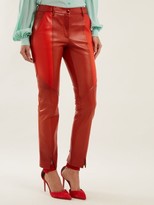 Thumbnail for your product : Givenchy Contrast-panel Skinny Leather Cropped Trousers - Orange