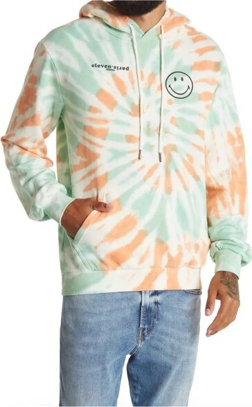 Eleven Paris ElevenparisMensTieDyeHoodieSweatshirtsubtlegreenXX-Large