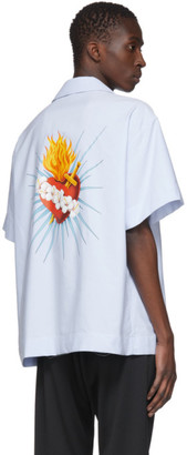 Palm Angels Blue Sacred Heart Short Sleeve Shirt