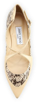 Thumbnail for your product : Jimmy Choo Gamble Crisscross Snake Ballerina Flat, Off White