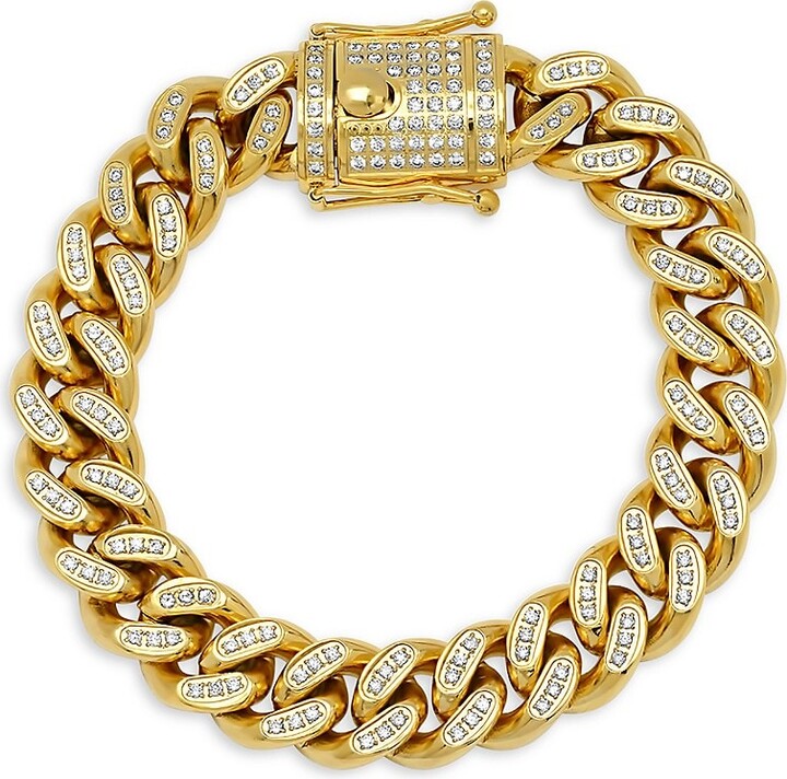 Anthony Jacobs Stainless Steel & Simulated Diamond Cuban-Link Chain ...