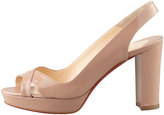 Thumbnail for your product : Christian Louboutin Marpolo Patent Red Sole Slingback, Nude