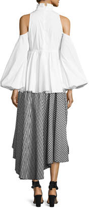 Caroline Constas Adelle Cotton Gingham Skirt, Black/White