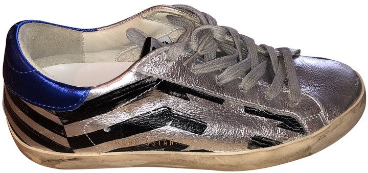 metallic leather trainers