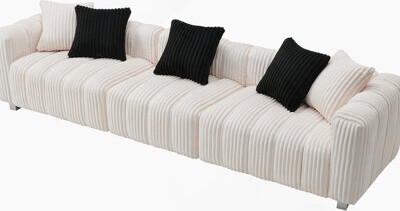 Everly Quinn Comfortable and Durable Corduroy Three - Seater Sofa with Sturdy Wooden Frame for Relaxing in Living Spaces