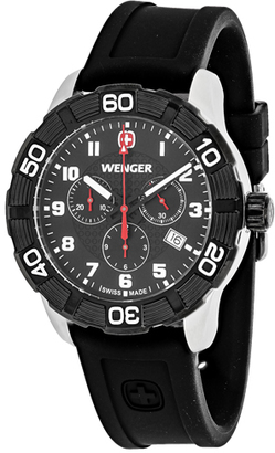 Wenger Roadster 01.0853.104 Men's Black Silicone Chronograph Watch