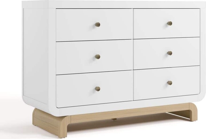 Stork Craft Santorini White with Driftwood 6 Drawer 47.95 in. Wide Dresser
