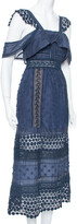 Thumbnail for your product : Self-Portrait Navy Blue Lace Paneled Bluebell Midi Dress M