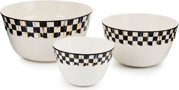 Mackenzie Childs Sterling Check Everyday Mixing Bowls, Set Of 3