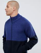 Thumbnail for your product : Armani Exchange zip-thru color block cardigan in navy/black