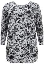 Thumbnail for your product : Evans Grey Floral Print Soft Touch Top