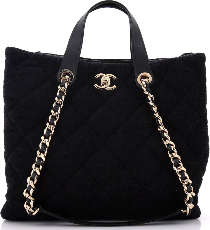 Chanel Coco Beach CC Shopping Tote Quilted Terry Cloth - ShopStyle