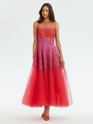 ODLR Sequin Embroidered Tulle Cocktail Dress