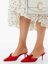 Thumbnail for your product : Aquazzura Deneuve 60 Bow-embellished Suede Mules - Womens - Red