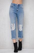 Thumbnail for your product : PacSun Donna Blue Sequined Patch & Repair Mom Jeans