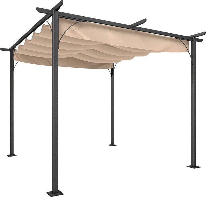 Outsunny 10' x 10' Retractable Patio Gazebo Pergola with Uv Resistant
