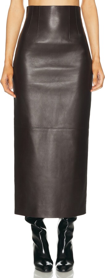 KHAITE Loxley Skirt in Brown