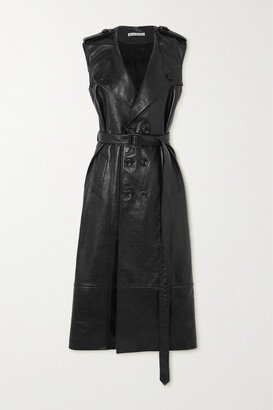 Acne Studios - Double-breasted Belted Leather Coat - Black