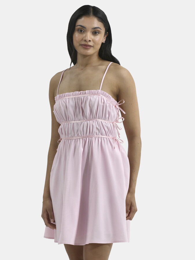No Boundaries Smocked Mini Dress with Bows, Women’s