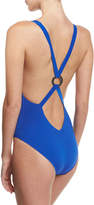 Thumbnail for your product : Proenza Schouler Solid Plunge-Neck One-Piece Swimsuit