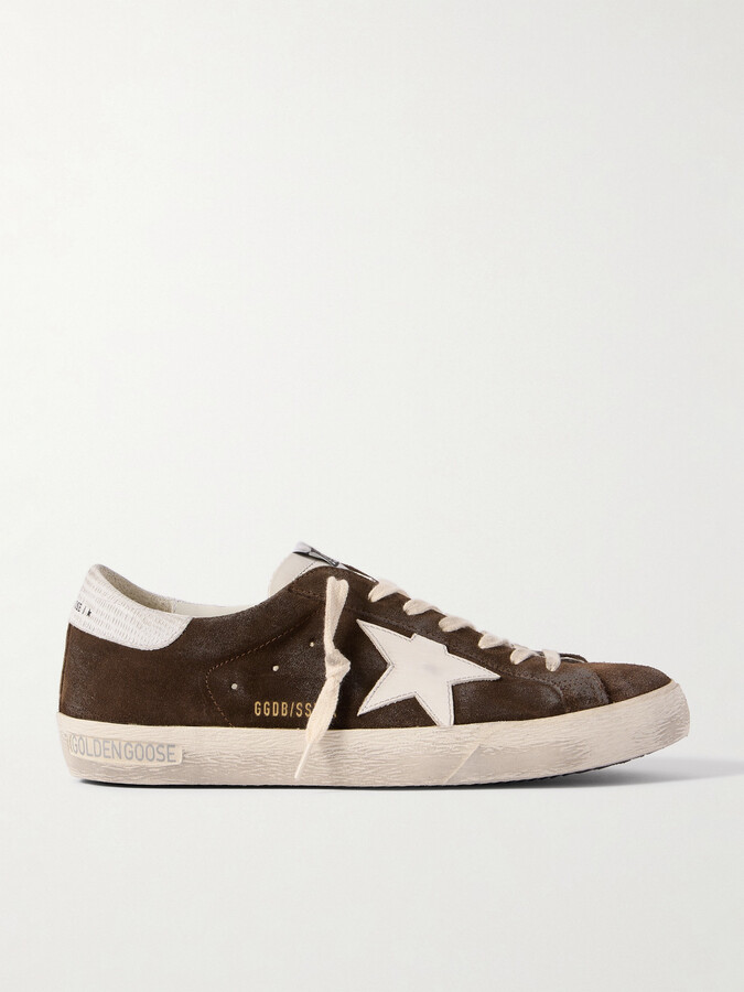 Golden Goose Super-Star Distressed Leather-Trimmed Suede Sneakers