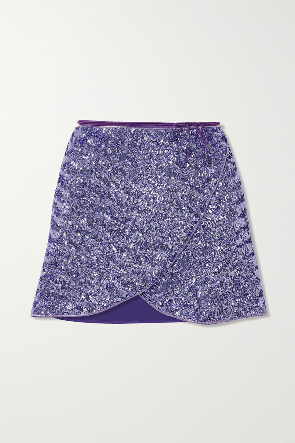 Oseree Sequined Tulle Mini Wrap Skirt Lilac ShopStyle Swimsuit